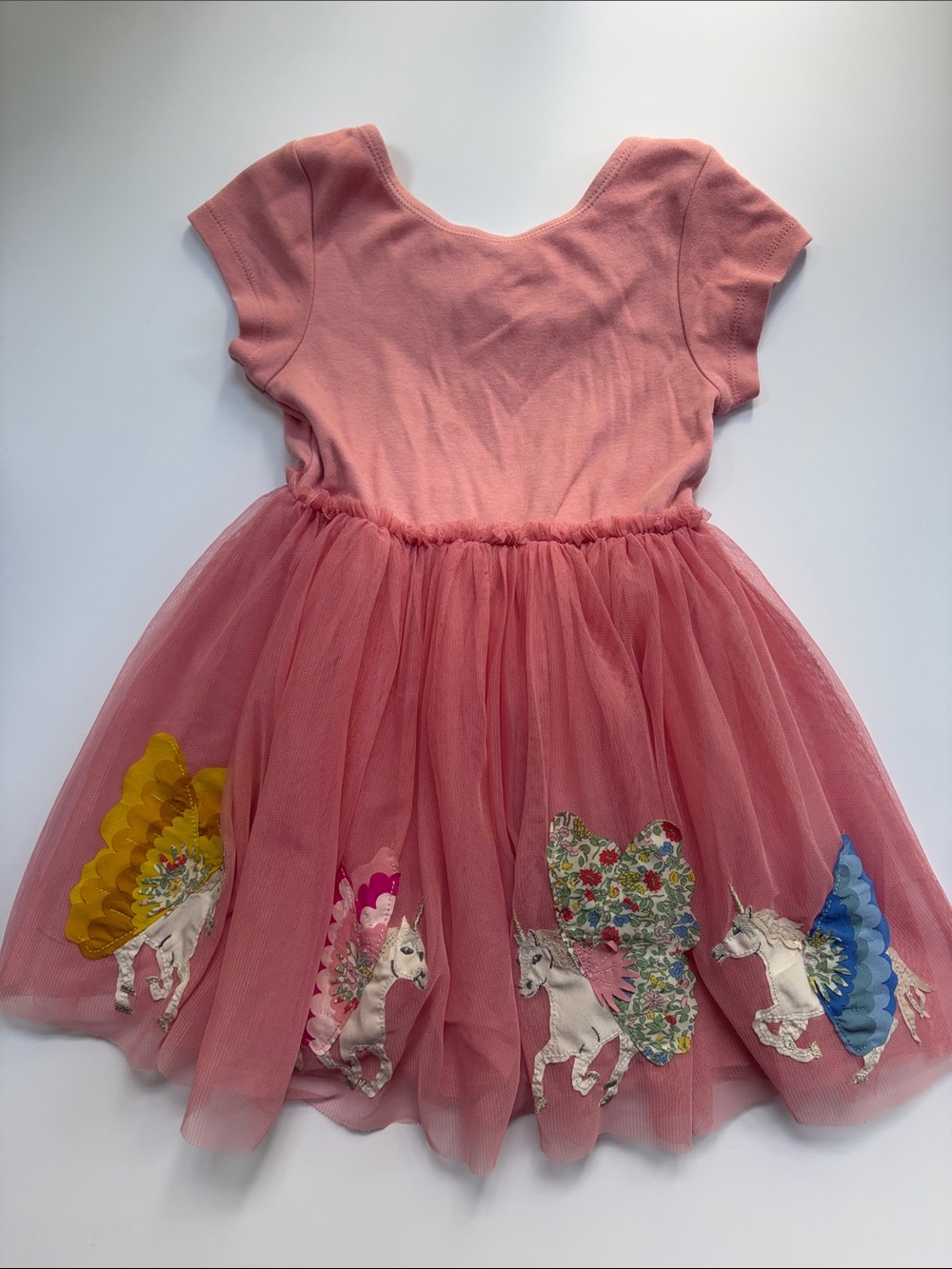 Mini Boden Pink Tulle Dress with Unicorn Appliqués (4/5 year size)